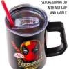 imageSilver Buffalo Wicked Elphaba Not Your Basic Witch Ombre Stainless Steel Tumbler with Handle and Straw Fits in Standard Cup Holder 40 OuncesMarvel Deadpool