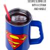 imageSilver Buffalo Wicked Elphaba Not Your Basic Witch Ombre Stainless Steel Tumbler with Handle and Straw Fits in Standard Cup Holder 40 OuncesSuperman