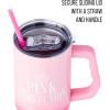 imageSilver Buffalo Wicked Elphaba Not Your Basic Witch Ombre Stainless Steel Tumbler with Handle and Straw Fits in Standard Cup Holder 40 OuncesWicked Glinda Pink Perfection