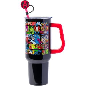imageSilver Buffalo Wicked Elphaba Not Your Basic Witch Ombre Stainless Steel Tumbler with Handle and Straw Fits in Standard Cup Holder 40 OuncesAvengers Comics