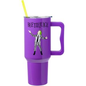 imageSilver Buffalo Wicked Elphaba Not Your Basic Witch Ombre Stainless Steel Tumbler with Handle and Straw Fits in Standard Cup Holder 40 OuncesBeetlejuice