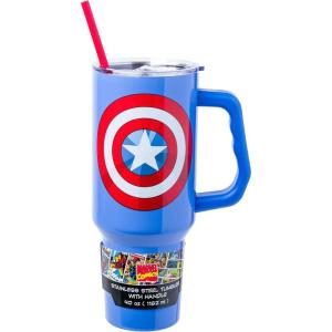 imageSilver Buffalo Wicked Elphaba Not Your Basic Witch Ombre Stainless Steel Tumbler with Handle and Straw Fits in Standard Cup Holder 40 OuncesCaptain America