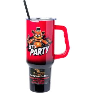 imageSilver Buffalo Wicked Elphaba Not Your Basic Witch Ombre Stainless Steel Tumbler with Handle and Straw Fits in Standard Cup Holder 40 OuncesFive Nights at Freddys Lets Party