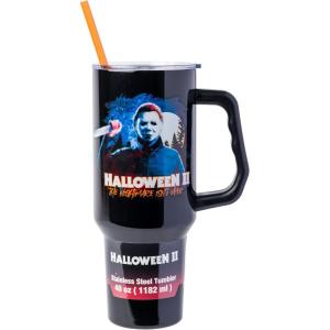 imageSilver Buffalo Wicked Elphaba Not Your Basic Witch Ombre Stainless Steel Tumbler with Handle and Straw Fits in Standard Cup Holder 40 OuncesHalloween II