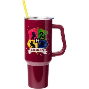 imageSilver Buffalo Wicked Elphaba Not Your Basic Witch Ombre Stainless Steel Tumbler with Handle and Straw Fits in Standard Cup Holder 40 OuncesHarry Potter Hogwarts House Crest