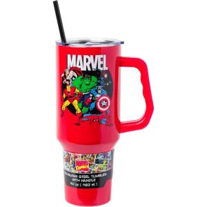 imageSilver Buffalo Wicked Elphaba Not Your Basic Witch Ombre Stainless Steel Tumbler with Handle and Straw Fits in Standard Cup Holder 40 OuncesMarvel Avengers