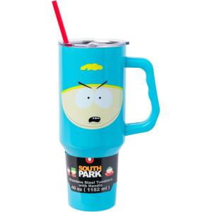 imageSilver Buffalo Wicked Elphaba Not Your Basic Witch Ombre Stainless Steel Tumbler with Handle and Straw Fits in Standard Cup Holder 40 OuncesSouth Park Cartman