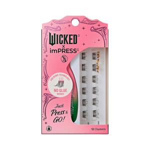 imageWICKED X imPRESS Press On Self Adhesive Eyelashes Ozspresso 8mm10mm Natural Volume Press On Lashes Blue Glitter No Glue Needed 12 Lash Clusters ampamp NonStick Mini ApplicatorMagic Unleashed