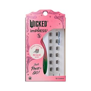 imageWICKED X imPRESS Press On Self Adhesive Eyelashes Ozspresso 8mm10mm Natural Volume Press On Lashes Blue Glitter No Glue Needed 12 Lash Clusters ampamp NonStick Mini ApplicatorOzspresso