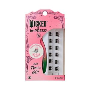 imageWICKED X imPRESS Press On Self Adhesive Eyelashes Ozspresso 8mm10mm Natural Volume Press On Lashes Blue Glitter No Glue Needed 12 Lash Clusters ampamp NonStick Mini ApplicatorFantabulous