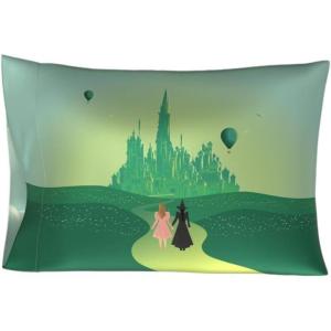 imageWicked Elphaba and Glinda Beauty Silky Satin Standard Pillowcase Cover 20x30 for Hair and Skin Officially Licensed ProductWicked  Down the Road
