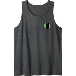 imageWicked Pink ampamp Green Front ampamp Back Tank TopDark Heather Grey