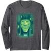 imageWicked Wizard Face Emerald City Long Sleeve TShirtDark Heather Grey