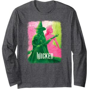 imageWicked Elphaba ampamp Glinda Tonal Long Sleeve TShirtDark Heather Grey