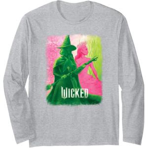 imageWicked Elphaba ampamp Glinda Tonal Long Sleeve TShirtHeather Grey