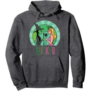 imageWicked Glinda ampamp Elphaba Sketched Pullover HoodieDark Heather Grey