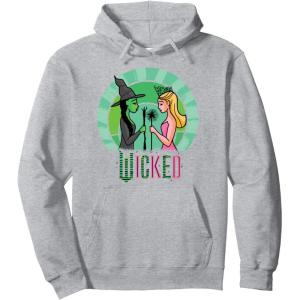 imageWicked Glinda ampamp Elphaba Sketched Pullover HoodieHeather Grey