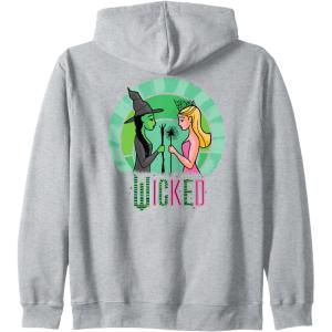 imageWicked Glinda ampamp Elphaba Sketched Zip HoodieHeather Grey