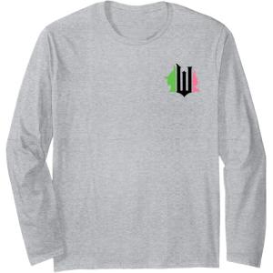 imageWicked Pink ampamp Green Front ampamp Back Long Sleeve TShirtHeather Grey