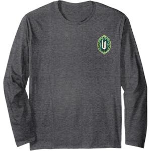 imageWicked Wizard Face Emerald City Front ampamp Back Long Sleeve TShirtDark Heather Grey