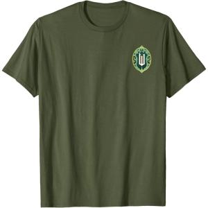 imageWicked Wizard Face Emerald City Front ampamp Back TShirtOlive Green