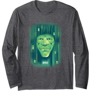 imageWicked Wizard Face Emerald City Long Sleeve TShirtDark Heather Grey