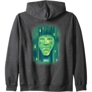 imageWicked Wizard Face Emerald City Zip HoodieDark Heather Grey