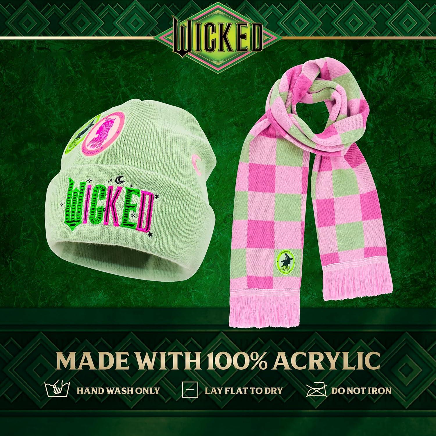 imageConcept One Unisex Wicked Beanie Hat and Scarf Set Adult Cuffed Knit CapPink and Green