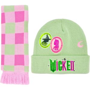 imageConcept One Unisex Wicked Beanie Hat and Scarf Set Adult Cuffed Knit CapPink and Green