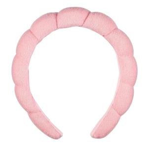 imageConair Spa Makeup and Face Washing Headband Pink Bubble Design 1 Count UltraAbsorbent Microfiber Headband for Washing Face Soft Terry Cloth NoSqueeze NoPull Band Gentle on Hair and HeadPink
