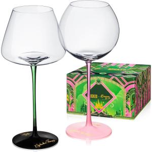 imageDragon Glassware x Wicked Wine Glasses  18 oz Crystal Wine Glass Set of 2  Unique Drinkware Gift for Musical Lovers  Wicked Movie Gifts