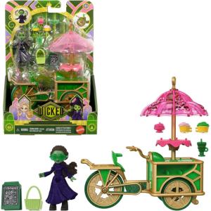 imageMattel Universal Pictures Wicked Emerald City Dessert Cart Toy with Cart ampamp Elphaba Small Doll ampamp 7 Accessories Inspired by The Movie