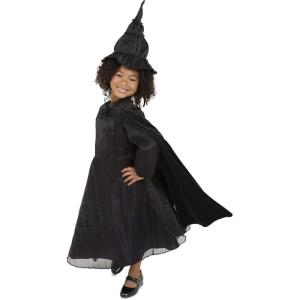 imageWicked Elphaba Dress for Girls Premium Official Costume Black Dress with Purple Accents and Layers for Gorgeous Volume Includes Hat and Cape Amazon Exclusive