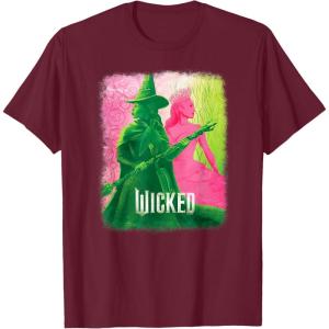 imageWicked UnisexKids Movie TieIn TShirt Black Small Short Sleeve Crew Neck Tonal Effect Movie DesignBurgundy