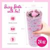 imageDragon Glassware x Barbie Vacuum Insulated Tumbler with Lid and Straw  24 oz Tumbler Cup with 2 Straws  Stainless Steel Tumbler with Straw for Water Iced Tea  Travel Coffee Tumbler  Love Out LoudBarbie  Love Out Loud