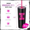imageDragon Glassware x Barbie Vacuum Insulated Tumbler with Lid and Straw  24 oz Tumbler Cup with 2 Straws  Stainless Steel Tumbler with Straw for Water Iced Tea  Travel Coffee Tumbler  Love Out LoudMean Girls  Fetch