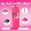 imageDragon Glassware x Barbie Vacuum Insulated Tumbler with Lid and Straw  24 oz Tumbler Cup with 2 Straws  Stainless Steel Tumbler with Straw for Water Iced Tea  Travel Coffee Tumbler  Love Out LoudMean Girls  Burn Book