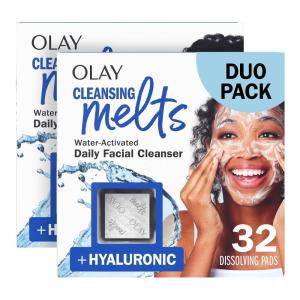 imageOlay Face Wash Vitamin C Cleansing Melts Daily Use Gentle Cleanser For All Skin Types Travel Size Soft Citrus Scent WaterActivated to Clean Tone and Refresh 64ct 2 Pack x 32ctHyaluronic