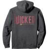imageWicked Movie Logo Glinda Pink And Gold Wand Pullover HoodieDark Heather Grey