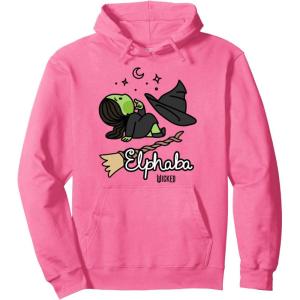 imageWicked Logo Elphaba Daydreaming Playful Cartoon Style Pullover HoodieBright Pink