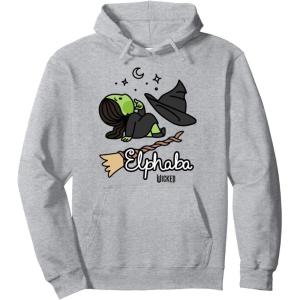 imageWicked Logo Elphaba Daydreaming Playful Cartoon Style Pullover HoodieHeather Grey