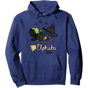 imageWicked Logo Elphaba Daydreaming Playful Cartoon Style Pullover HoodieNavy Blue