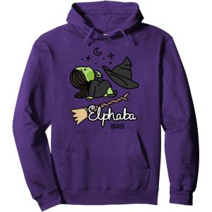 imageWicked Logo Elphaba Daydreaming Playful Cartoon Style Pullover HoodiePurple