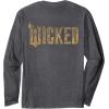 imageWicked For Good Ozian Gold Logo Front And Back Long Sleeve TShirtDark Heather Grey