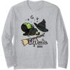 imageWicked Logo Elphaba Daydreaming Playful Cartoon Style Long Sleeve TShirtHeather Grey