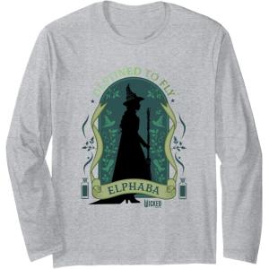 imageWicked Elphaba Destined To Fly Silhouette Long Sleeve TShirtHeather Grey