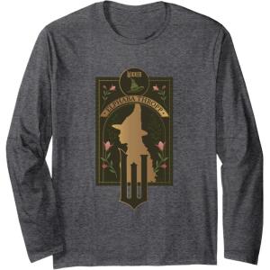 imageWicked Elphaba Thropp Floral Silhouette Long Sleeve TShirtDark Heather Grey