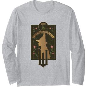 imageWicked Elphaba Thropp Floral Silhouette Long Sleeve TShirtHeather Grey