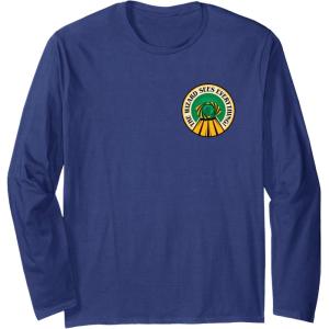 imageWicked For Good The Wizard Sees Everything Front ampamp Back Long Sleeve TShirtNavy Blue