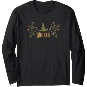 imageWicked Movie Logo Elphaba Hat Floral Long Sleeve TShirtBlack